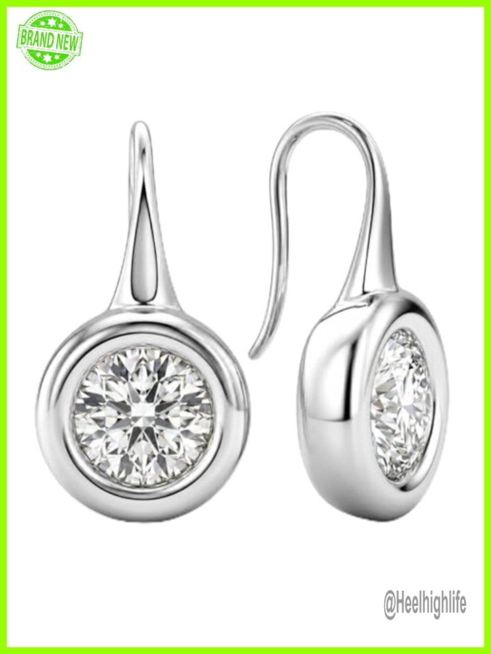 14K Gold Plated Brass Bezel Set Cubic Zirconia Drop Dangle Earrings for Women
